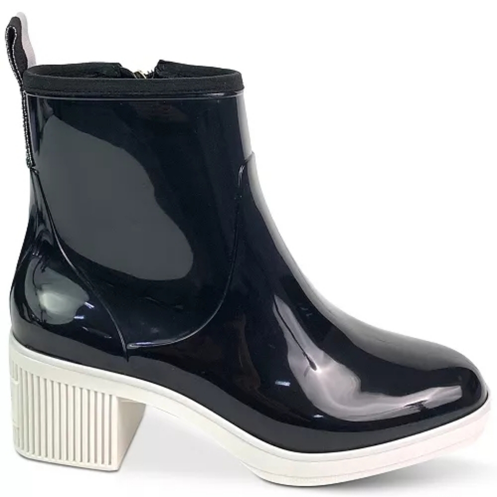 Kate Spade New York Women's Puddle Black Blocked Heel Ankle Rain Boots Sz 9 New